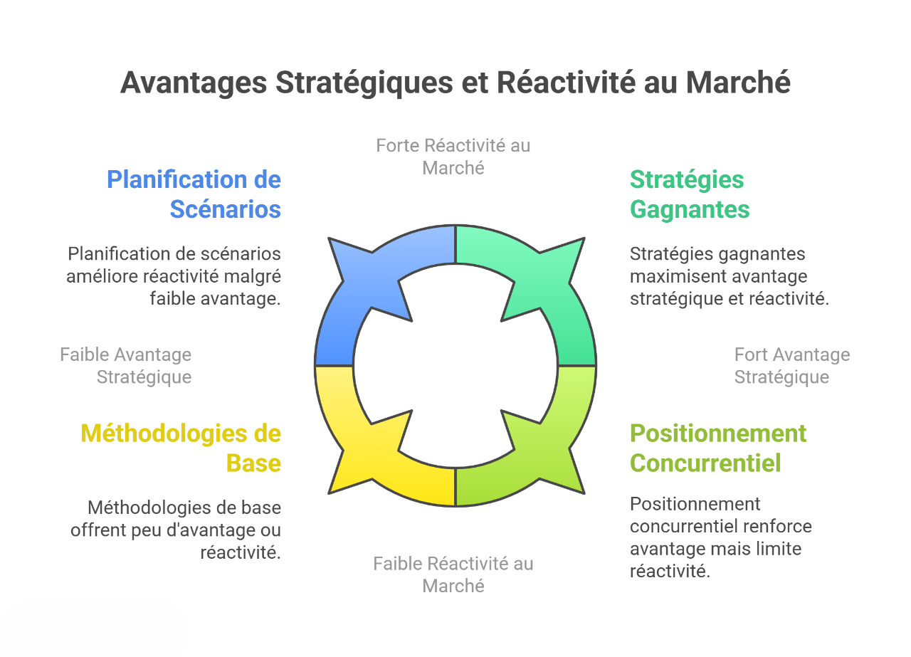 Diagramme des avantages stratégiques : Planification de scénarios, Stratégies Gagnantes, Positionnement Concurrentiel.